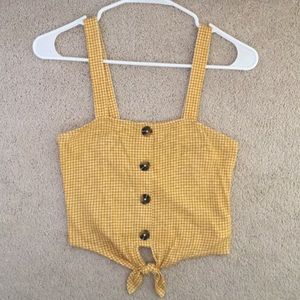 AE gigham mustard yellow crop tank top, XS